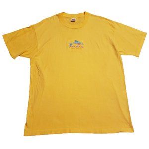 Anvil Avila Beach Dolphin T-Shirt Vintage Summer Yellow | Women's XL Pre-owned
